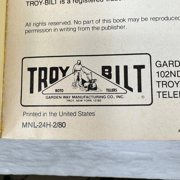 Troy-Bilt Roto Tiller Power Composter Owners Manual Horse Model 2nd Edition 1980 - Picture 4 of 14
